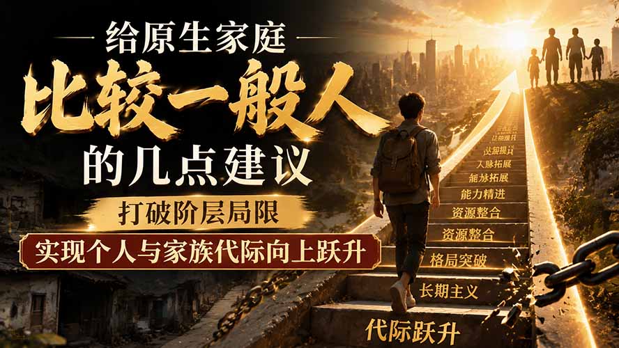 付费文章：给原生家庭比较一般人的几点建议，打破阶层局限，实现个人与家族代际向上跃升-智富思维学堂