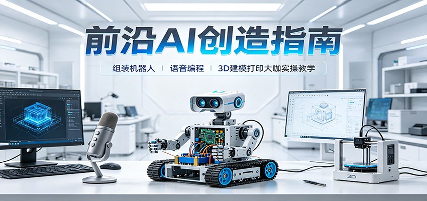 前沿AI创造指南：组装机器人、语音编程、3D建模打印大咖实操教学-智富思维学堂