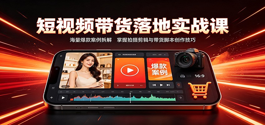 短视频带货落地实战课：海量爆款案例拆解，掌握拍摄剪辑与带货脚本创作技巧-智富思维学堂