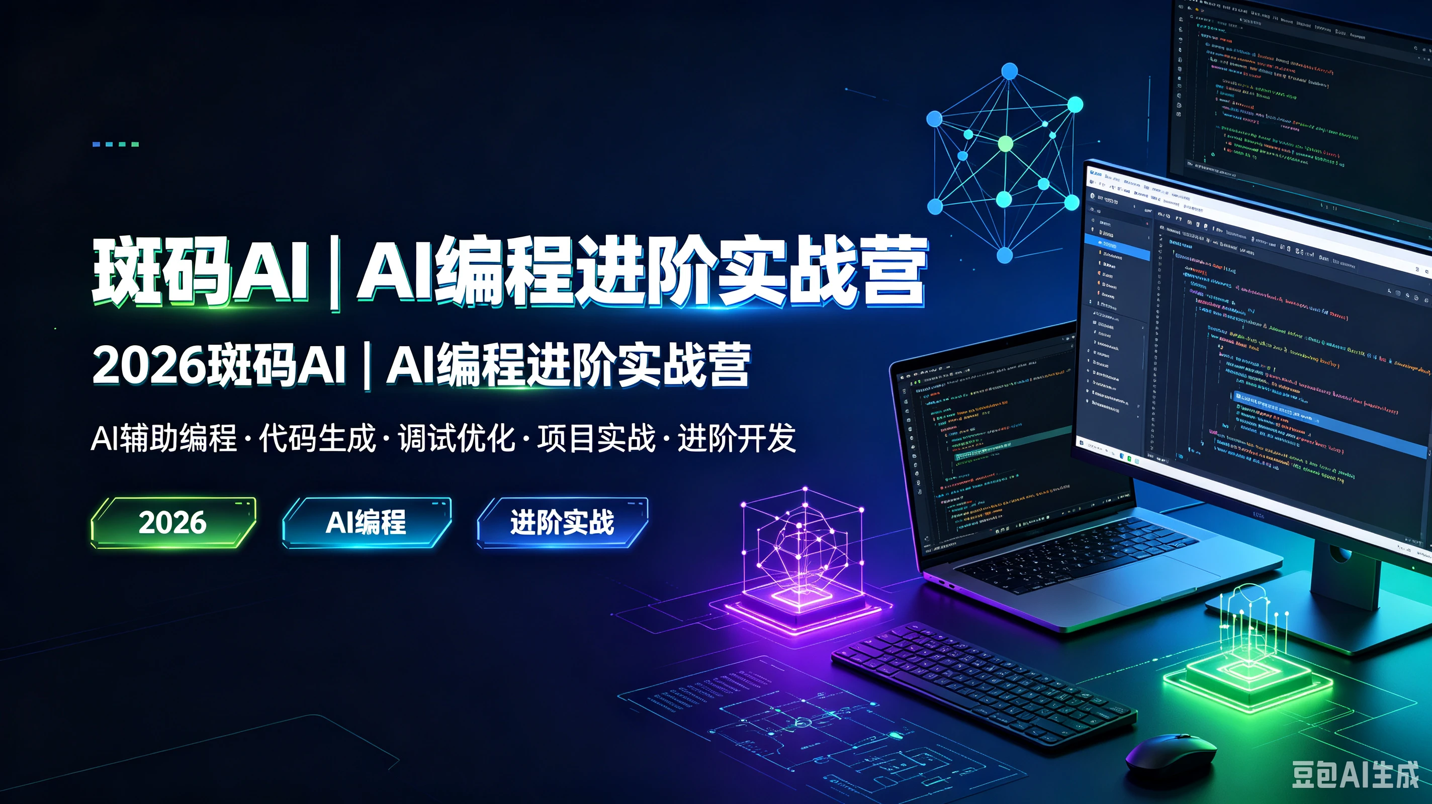 【精】斑码AI|AI编程进阶实战营,2026斑码AI|AI编程进阶实战营,AI辅助编程、代码生成、调试优化、项目实战、进阶开发-智富思维学堂