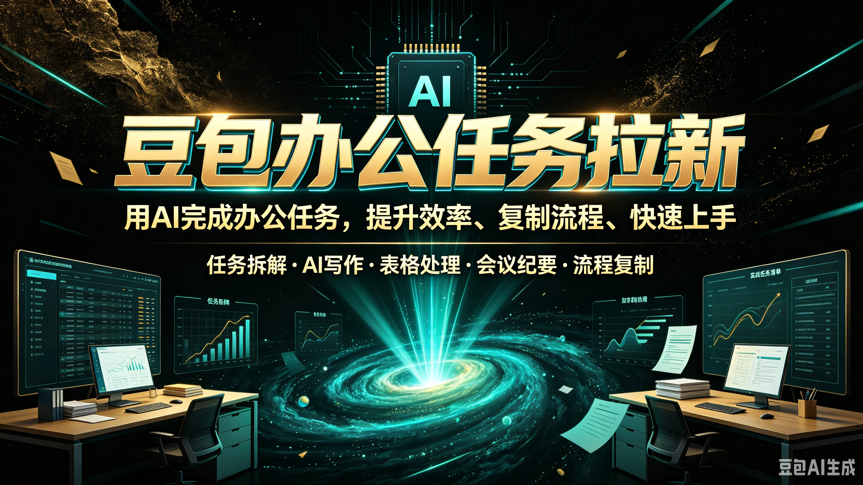 【精】豆包办公任务拉新,用AI完成办公任务,提升效率、复制流程、快速上手,任务拆解、AI写作、表格处理、会议纪要、流程复制-智富思维学堂