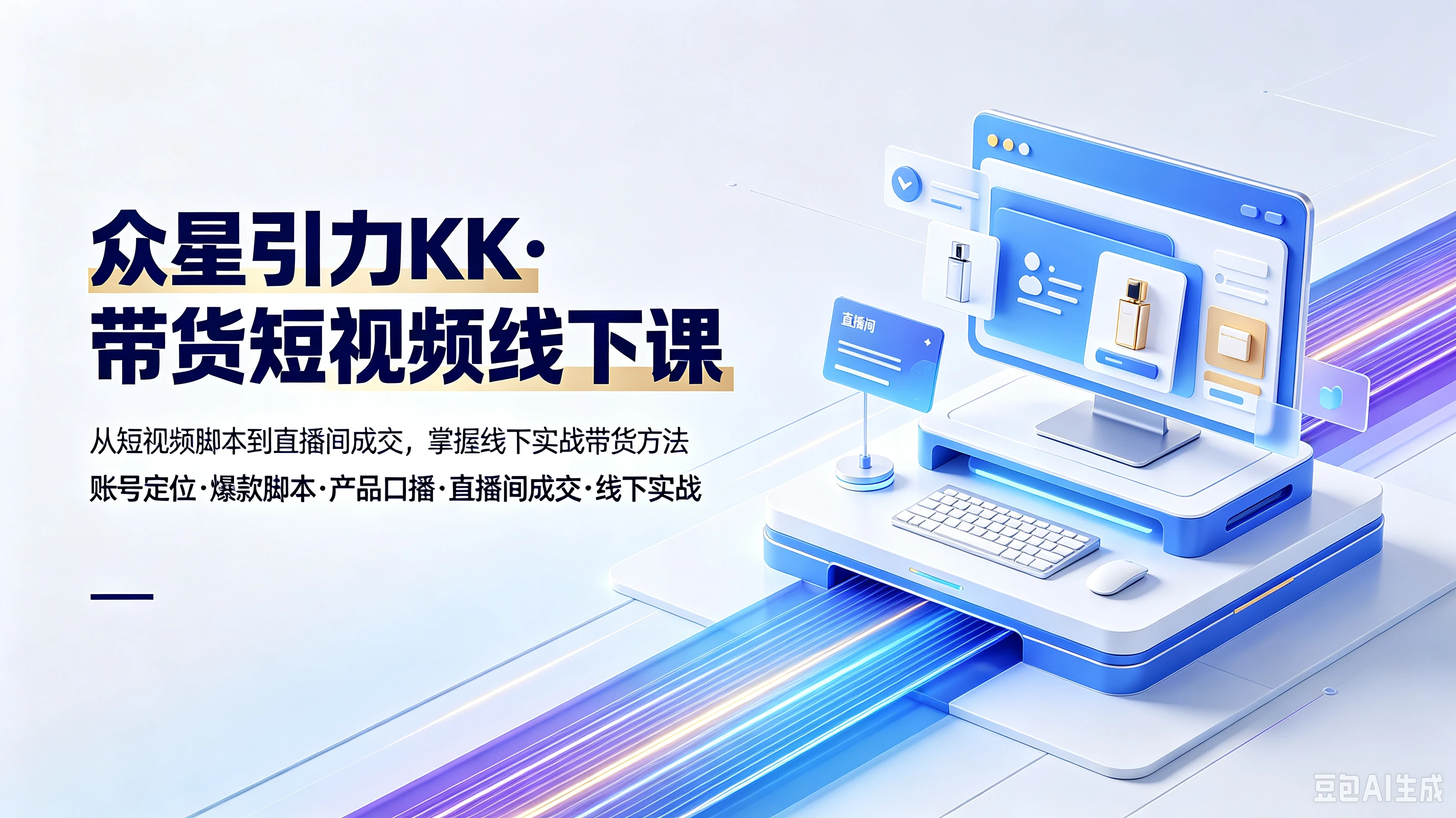 【精】众星引力KK·带货短视频线下课，从短视频脚本到直播间成交，掌握线下实战带货方法，账号定位、爆款脚本、产品口播、直播间成交、线下实战-智富思维学堂