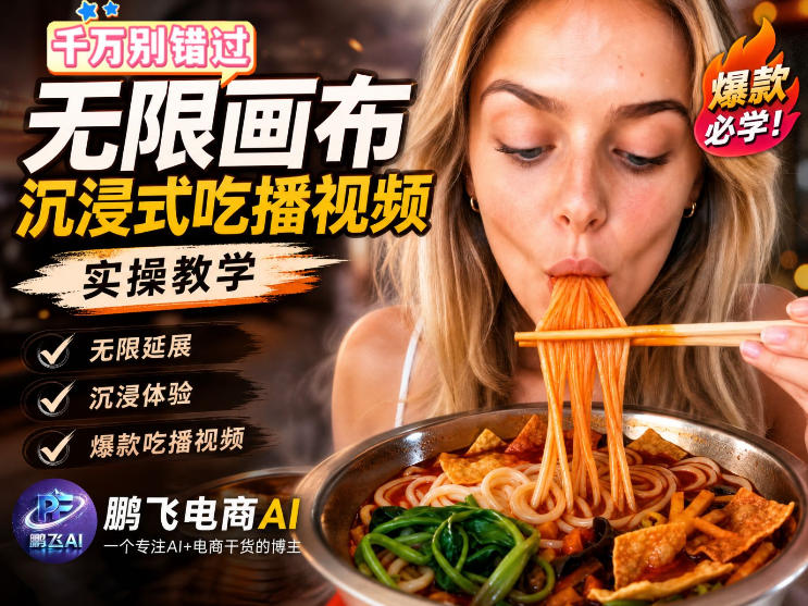 保姆级教程｜用AI无线画布做沉浸式吃播，3步直接出片，无线画布工作流，操作简单好上手-智富思维学堂