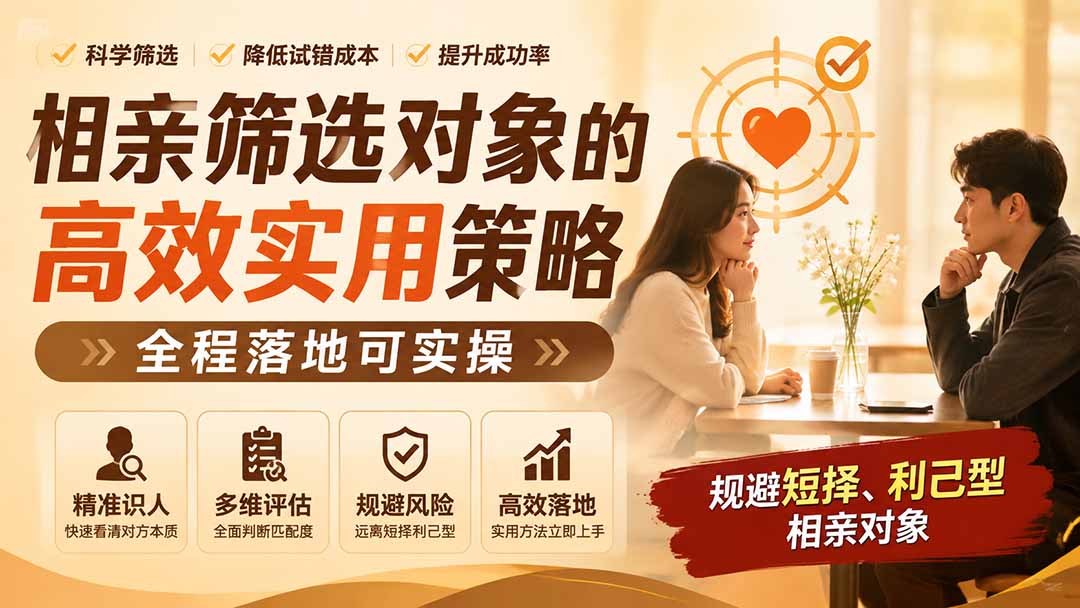 付费文章:相亲筛选对象的高效实用策略,全程落地可实操,规避短择、利己型相亲对象-智富思维学堂
