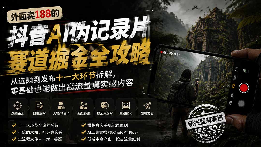 图片[2]-外面卖188的抖音AI伪记录片赛道掘金全攻略；从选题到发布十一大环节拆解，零基础也能做出高流量真实感内容-智富思维学堂