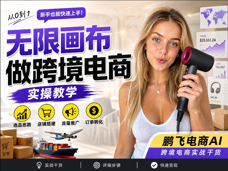 【跨境电商必备】AI无线画布制作商品宣传视频,四步搞定,无线画布工作流,操作简单好上手-智富思维学堂