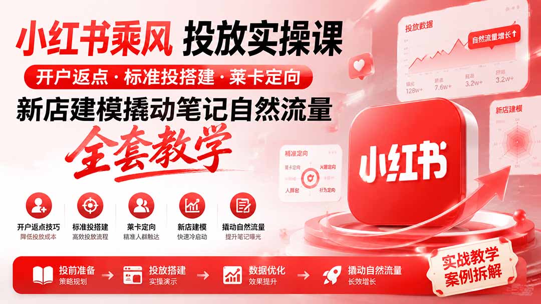 图片[2]-小红书乘风投放-100分钟实操课｜开户返点·标准投搭建·莱卡定向，新店建模撬动笔记自然流量全套教学-智富思维学堂