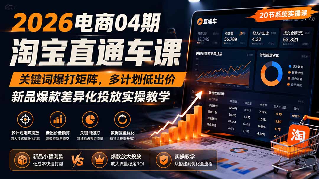 图片[2]-2026电商04期淘宝直通车课｜关键词爆打矩阵，多计划低出价，新品爆款差异化投放实操教学-智富思维学堂