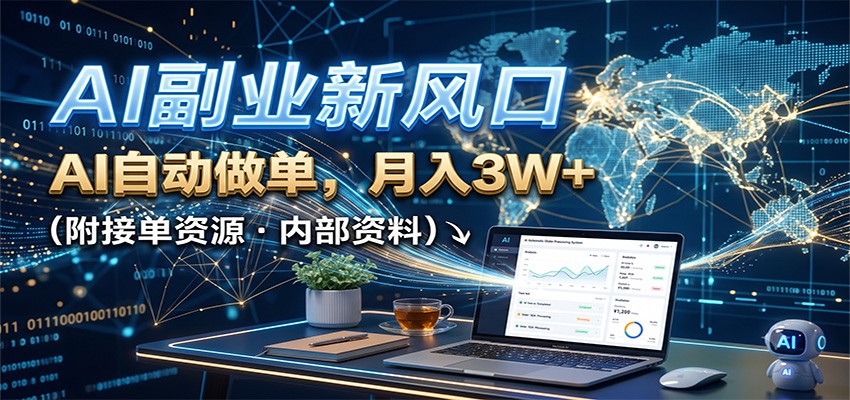 AI副业新风口，AI自动做单，月入3W+，附接单资源-智富思维学堂