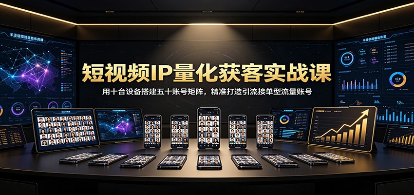 短视频IP量化获客实战课：用十台设备搭建五十账号矩阵，精准打造引流接单型流量账号-智富思维学堂