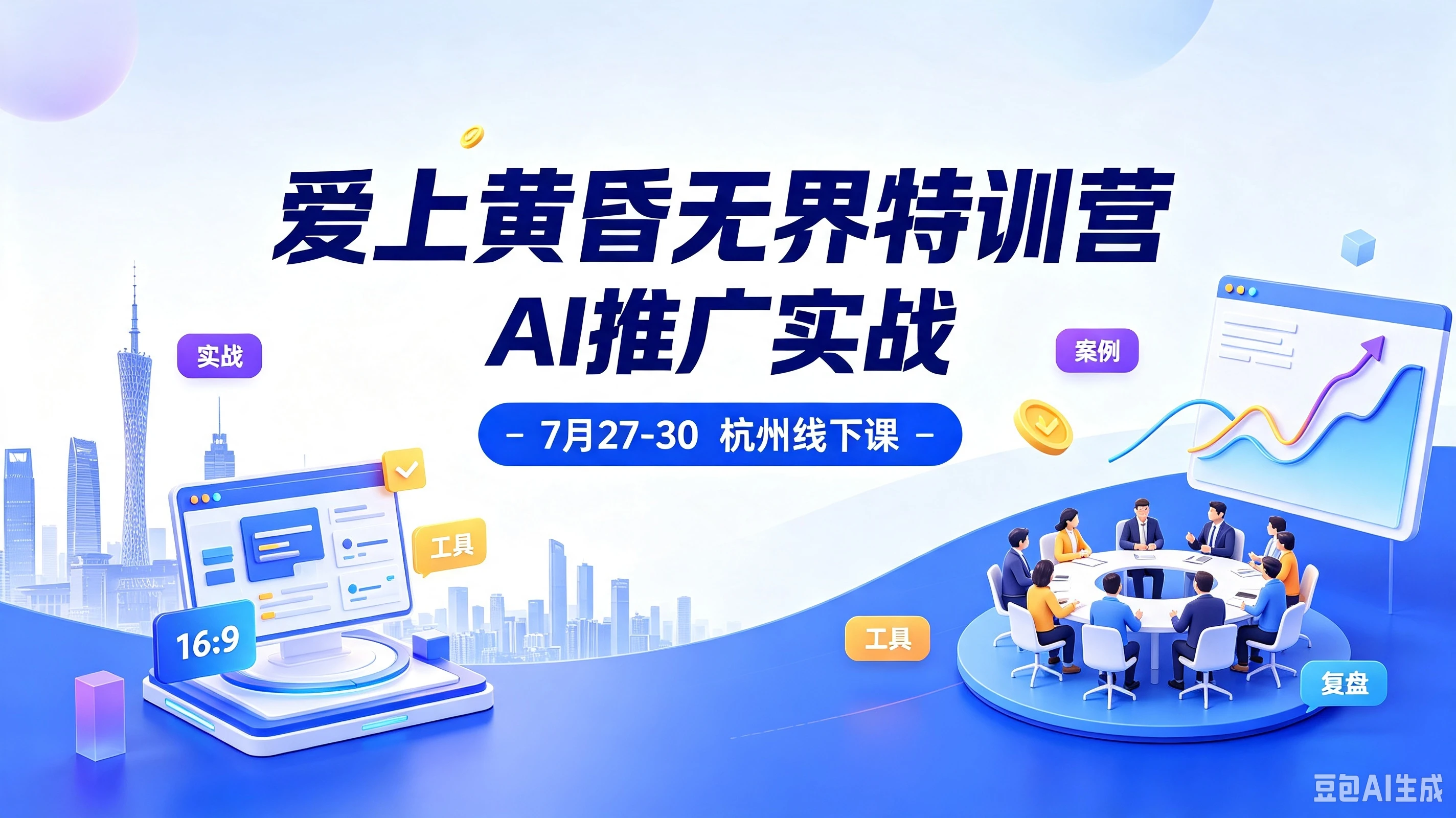 【精】爱上黄昏无界特训营AI推广实战7月27-30杭州线下课，淘宝天猫AI推广、直通车人群、全套PPT SOP思维导图资料包-智富思维学堂