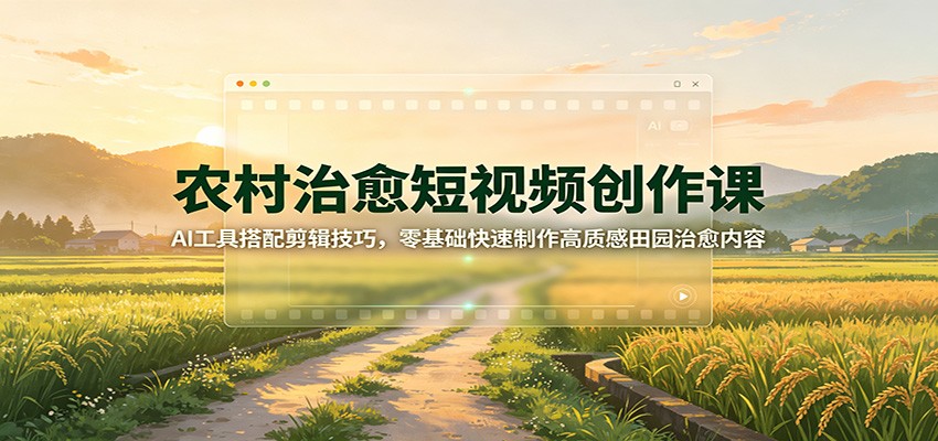 农村治愈短视频创作课：AI工具搭配剪辑技巧，零基础快速制作高质感田园治愈内容-智富思维学堂