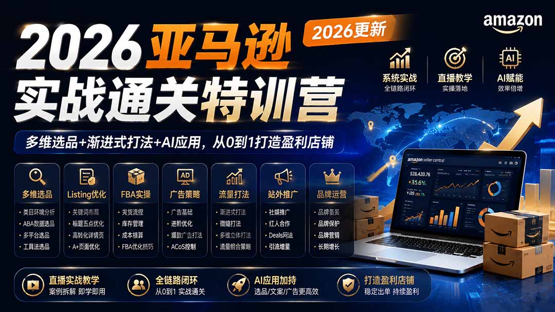 图片[2]-2026亚马逊实战通关特训营-2026更新，多维选品+渐进式打法+AI应用，从0到1打造盈利店铺-智富思维学堂
