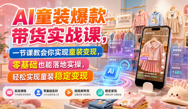 AI童装爆款带货实战课,一节课教会你实现童装变现,零基础也能落地实操-智富思维学堂