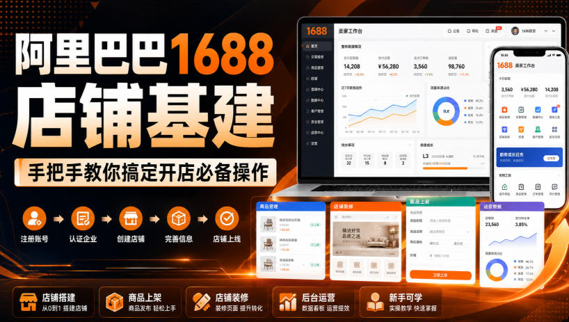 阿里巴巴1688店铺基建,手把手教你搞定开店必备操作(更新8月)-智富思维学堂