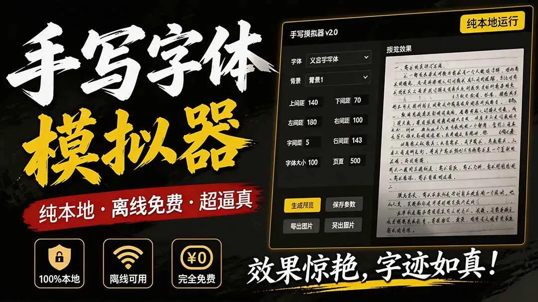 （19810期）罚抄神器！罚抄10万字都不在怕了，手写字体模拟生成器，附带新整理背景图和字体，纯本地离线运行-智富思维学堂