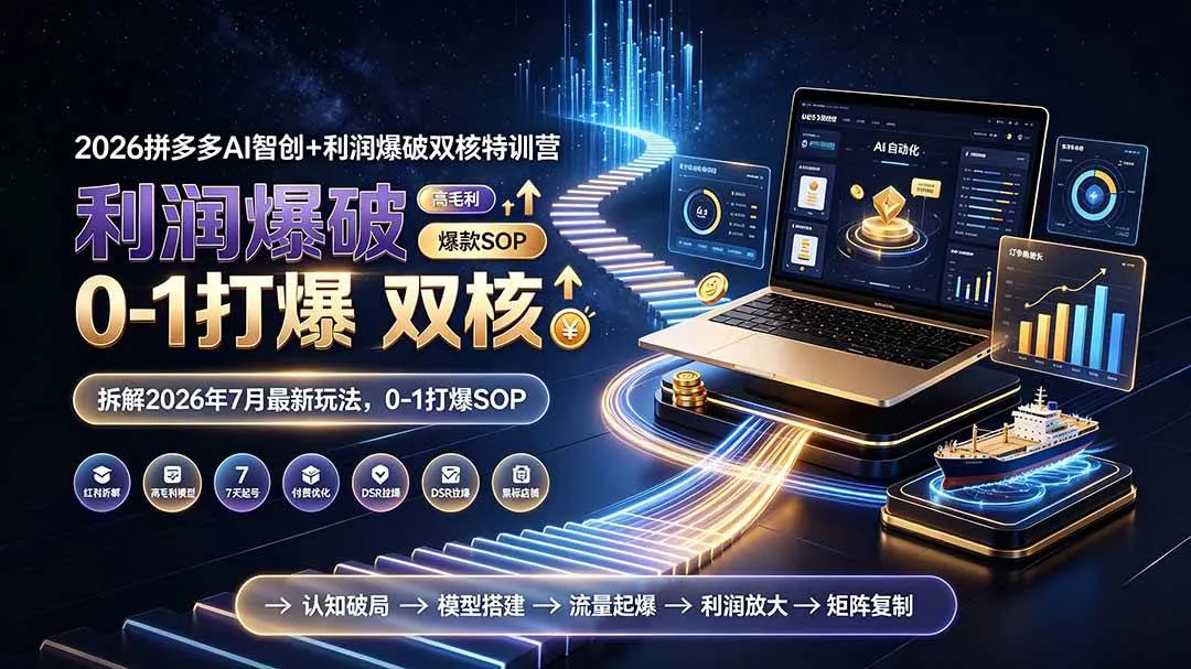 （19804期）2026拼多多AI智创+利润爆破双核特训营-更新：拆解2026年7月最新玩法，0-1打爆SOP-智富思维学堂
