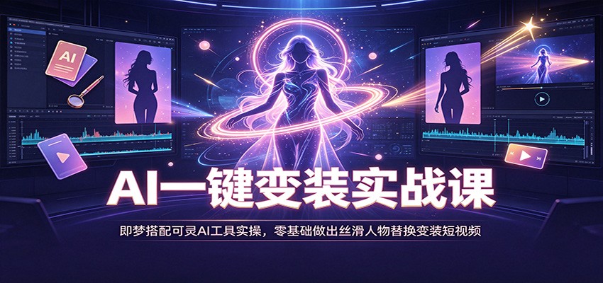 AI一键变装实战课：即梦搭配可灵AI工具实操，零基础做出丝滑人物替换变装短视频-智富思维学堂