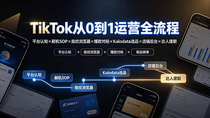 TikTok从0到1运营全流程-更新：平台认知×刷机SOP×指纹浏览器×爆款对标×Kalodata选品×店铺后台×达人建联-智富思维学堂