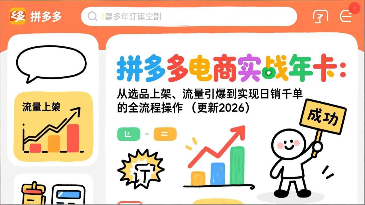 拼多多电商实战年卡：从选品上架、流量引爆到实现日销千单的全流程操作(更新2026年8月-智富思维学堂