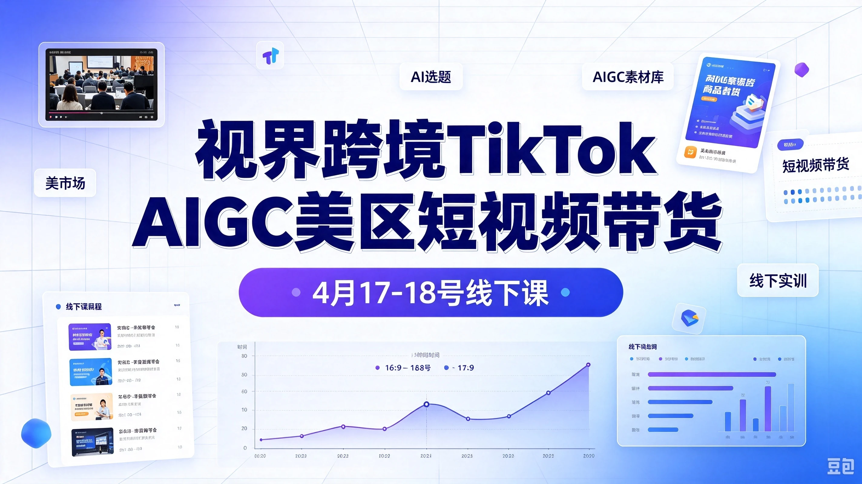 【精】视界跨境TikTok Aigc美区短视频带货4月17-18号线下课-智富思维学堂
