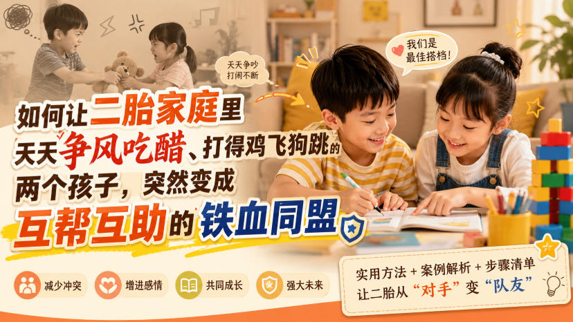 付费文章：如何让二胎家庭里天天争风吃醋、打得鸡飞狗跳的两个孩子，突然变成互帮互助的铁血同盟？-智富思维学堂