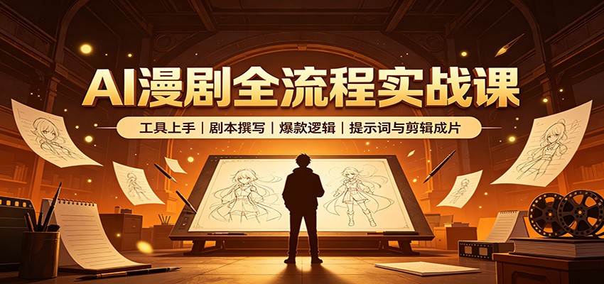 AI漫剧全流程实战课：工具上手、剧本撰写、爆款逻辑、提示词与剪辑成片-智富思维学堂