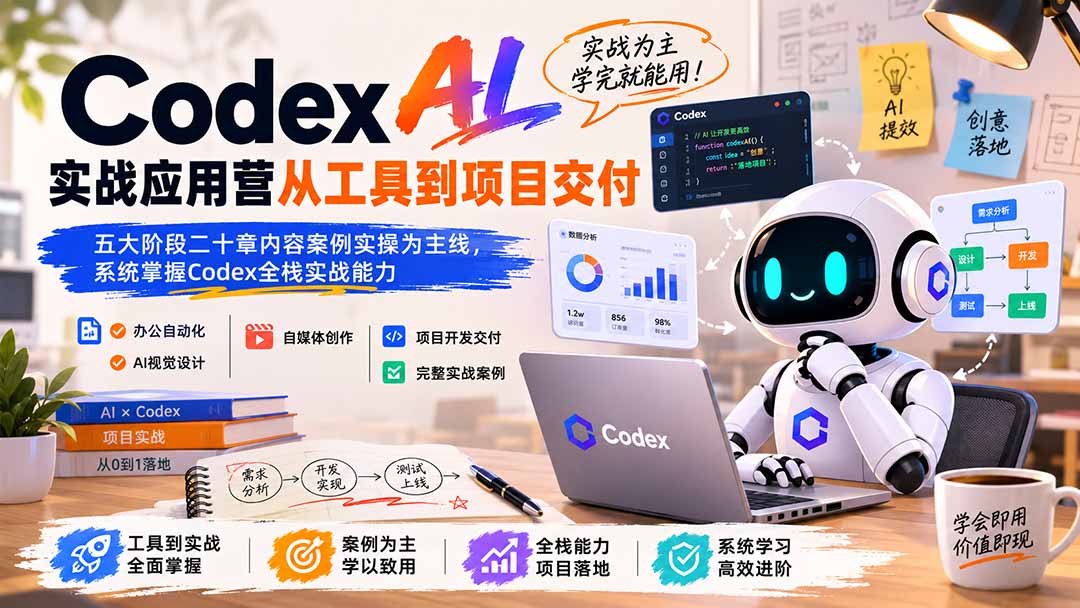 Codex AI实战应用营从工具到项目交付；五大阶段二十章内容案例实操为主线，系统掌握Codex全栈实战能力-智富思维学堂