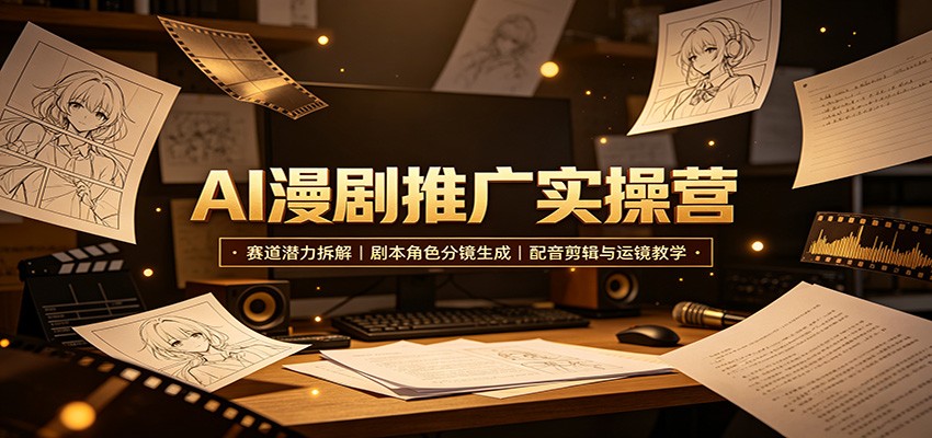 AI漫剧推广实操营：赛道潜力拆解，剧本角色分镜生成，配音剪辑与运镜教学-智富思维学堂