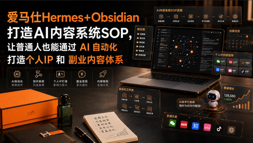 爱马仕Hermes+Obsidian打造AI内容系统SOP,让普通人也能通过 AI 自动化打造个人IP 和 副业内容体系-智富思维学堂