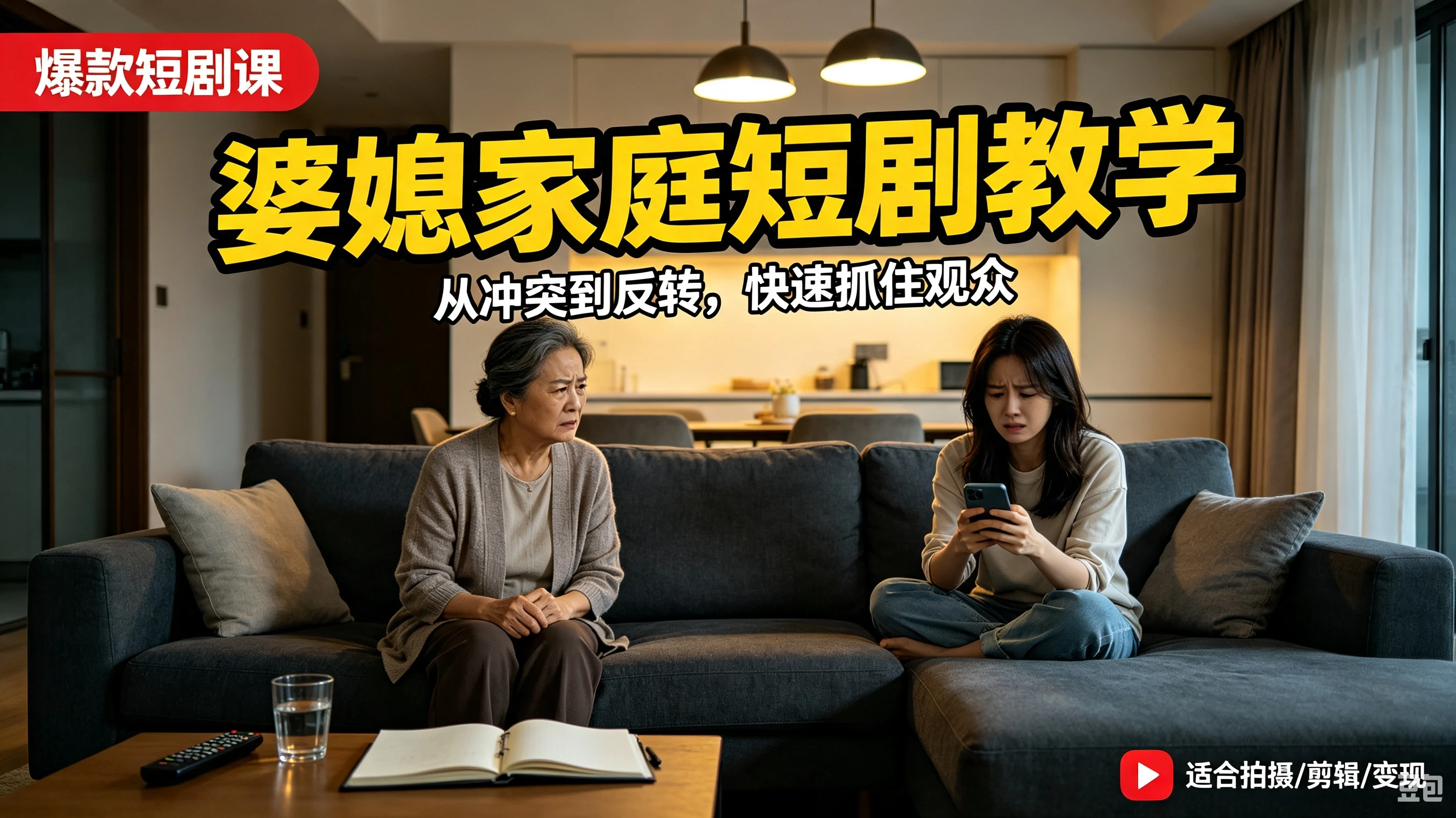 【精】婆媳家庭AI短剧全套教学丨起号快,热门吸引女性粉丝,商单广告、橱窗带货、收徒裂变、伙伴分成等-智富思维学堂