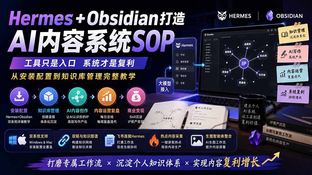 图片[2]-Hermes+Obsidian打造AI内容系统SOP；工具只是入口系统才是复利，从安装配置到知识库管理完整教学-智富思维学堂