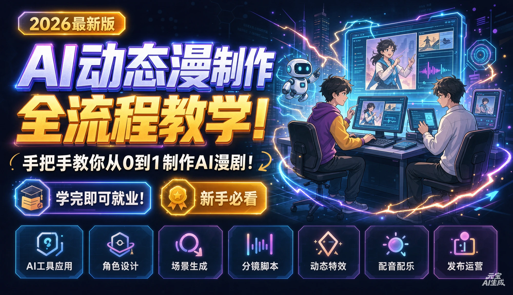 【精】2026最新版AI动态漫制作全流程教学!手把手教你从0到1制作AI漫剧!学完即可就业!新手必看-智富思维学堂