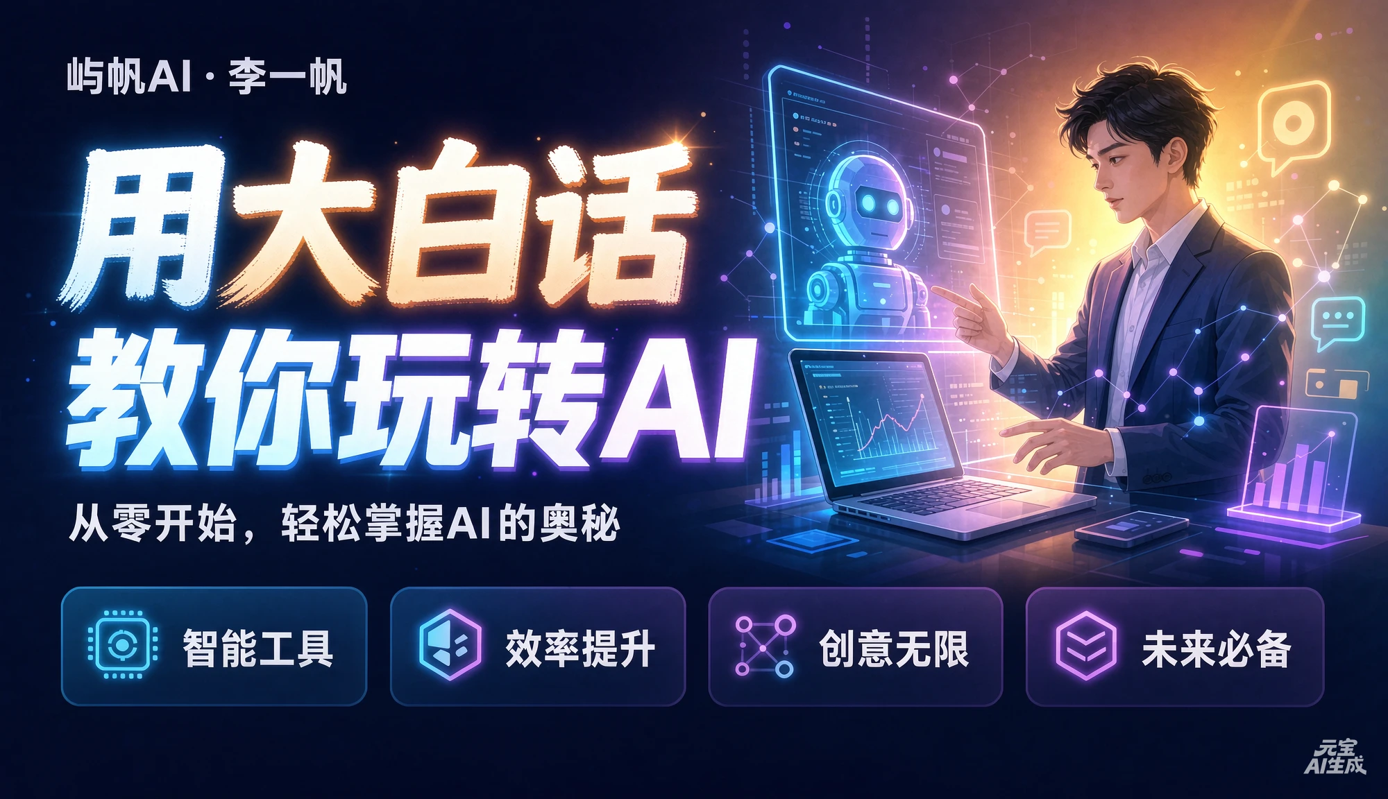【精】屿帆AI·李一帆-用大白话教你玩转AI,从短剧漫剧到动画制作,零基础也能掌握爆款内容创作与变现全流程-智富思维学堂