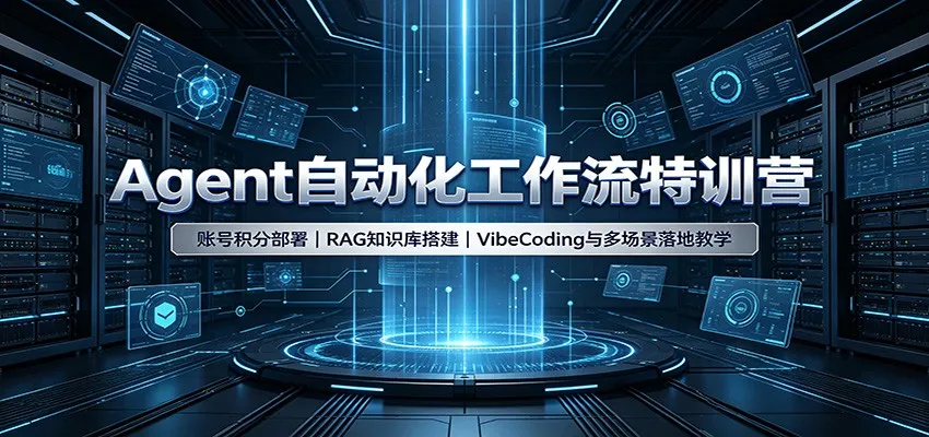 Agent自动化工作流特训营：账号积分部署，RAG知识库搭建，VibeCoding与多场景落地教学-智富思维学堂