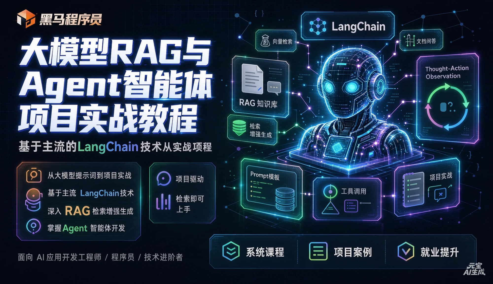 【精】黑马程序员大模型RAG与Agent智能体项目实战教程,基于主流的LangChain技术从大模型提示词到实战项目-智富思维学堂