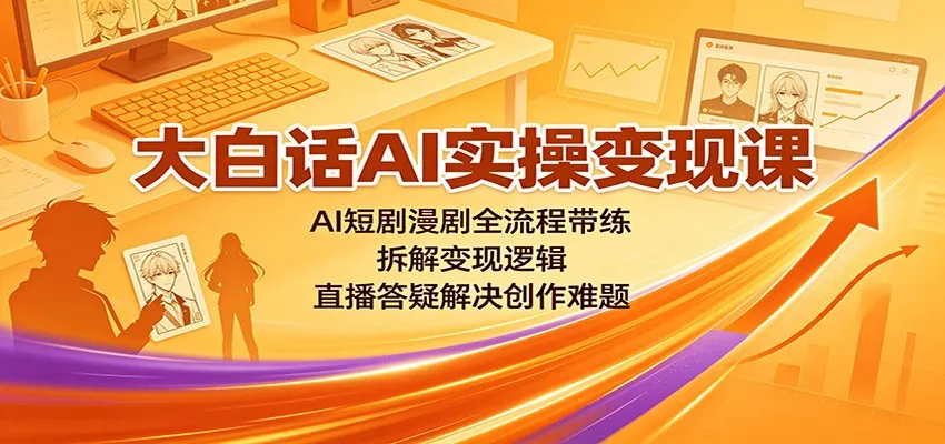 大白话AI实操变现课：AI短剧漫剧全流程带练，拆解变现逻辑，直播答疑解决创作难题-智富思维学堂