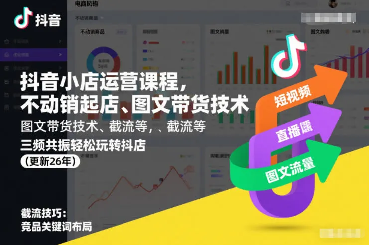 抖音小店运营课程,不动销起店、图文带货技术、截流等,三频共振轻松玩转抖店(更新260815)-智富思维学堂