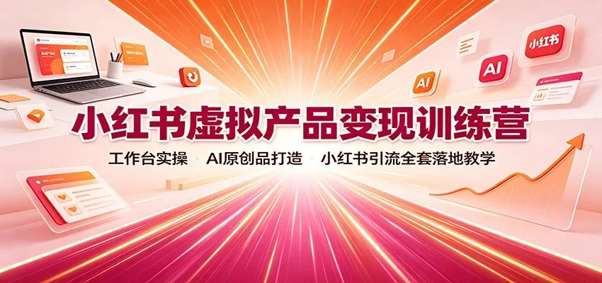 小红书虚拟产品变现训练营：工作台实操，AI原创品打造，小红书引流全套落地教学-智富思维学堂
