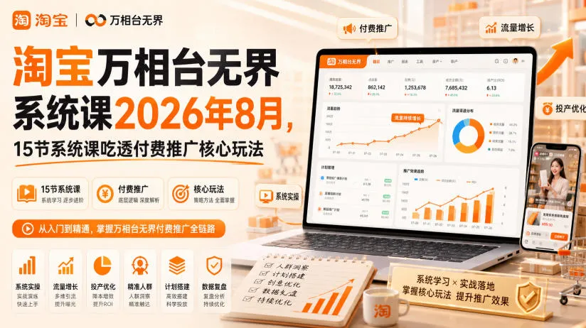 淘宝万相台无界系统课2026年8月,15节系统课吃透付费推广核心玩法-智富思维学堂