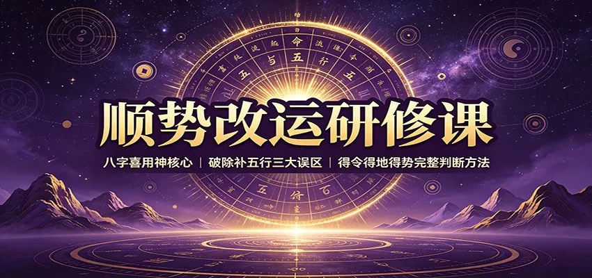 顺势改运研修课：八字喜用神核心，破除补五行三大误区，得令得地得势完整判断方法-智富思维学堂
