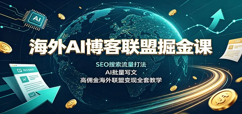 海外AI博客联盟掘金课：SEO搜索流量打法，AI批量写文，高佣金海外联盟变现全套教学-智富思维学堂