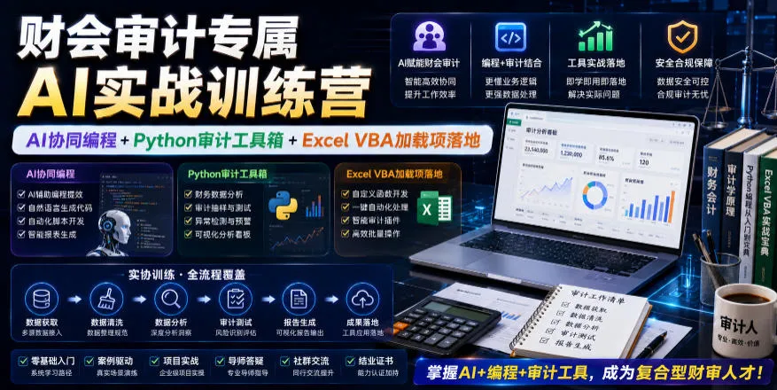 财会审计专属AI实战训练营|AI协同编程+Python审计工具箱+Excel VBA加载项落地(更新0816)-智富思维学堂
