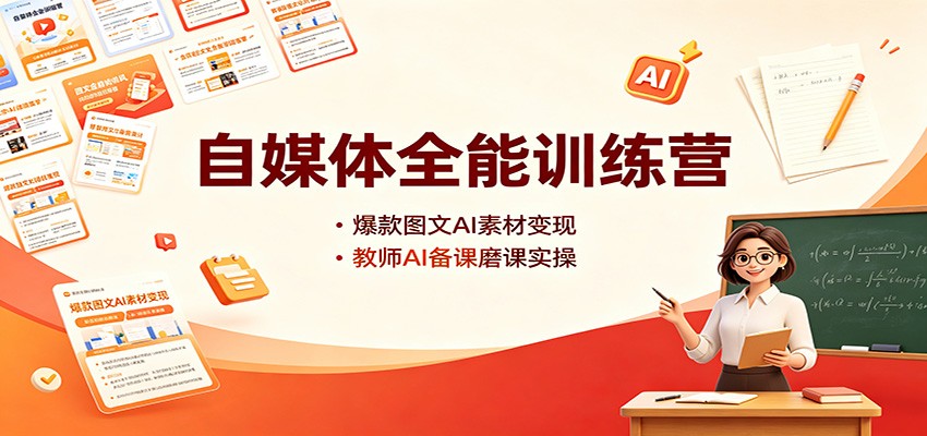 自媒体全能训练营：爆款图文AI素材变现，教师AI备课磨课实操-智富思维学堂