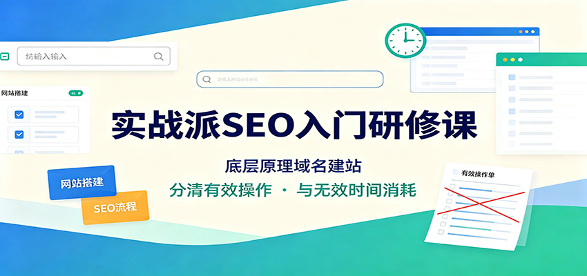 实战派SEO入门研修课：底层原理域名建站，分清有效操作与无效时间消耗-智富思维学堂