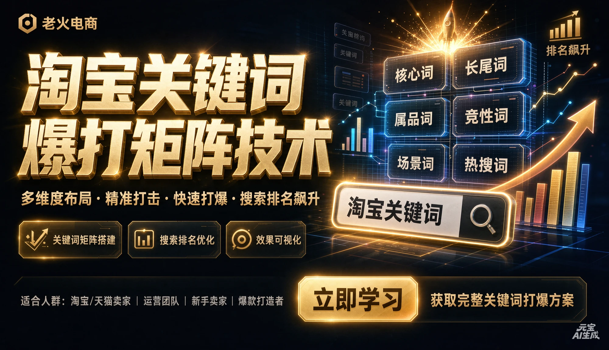 【精】老火电商04期 - 淘宝关键词爆打矩阵技术,低预低出高投产(20节)-智富思维学堂