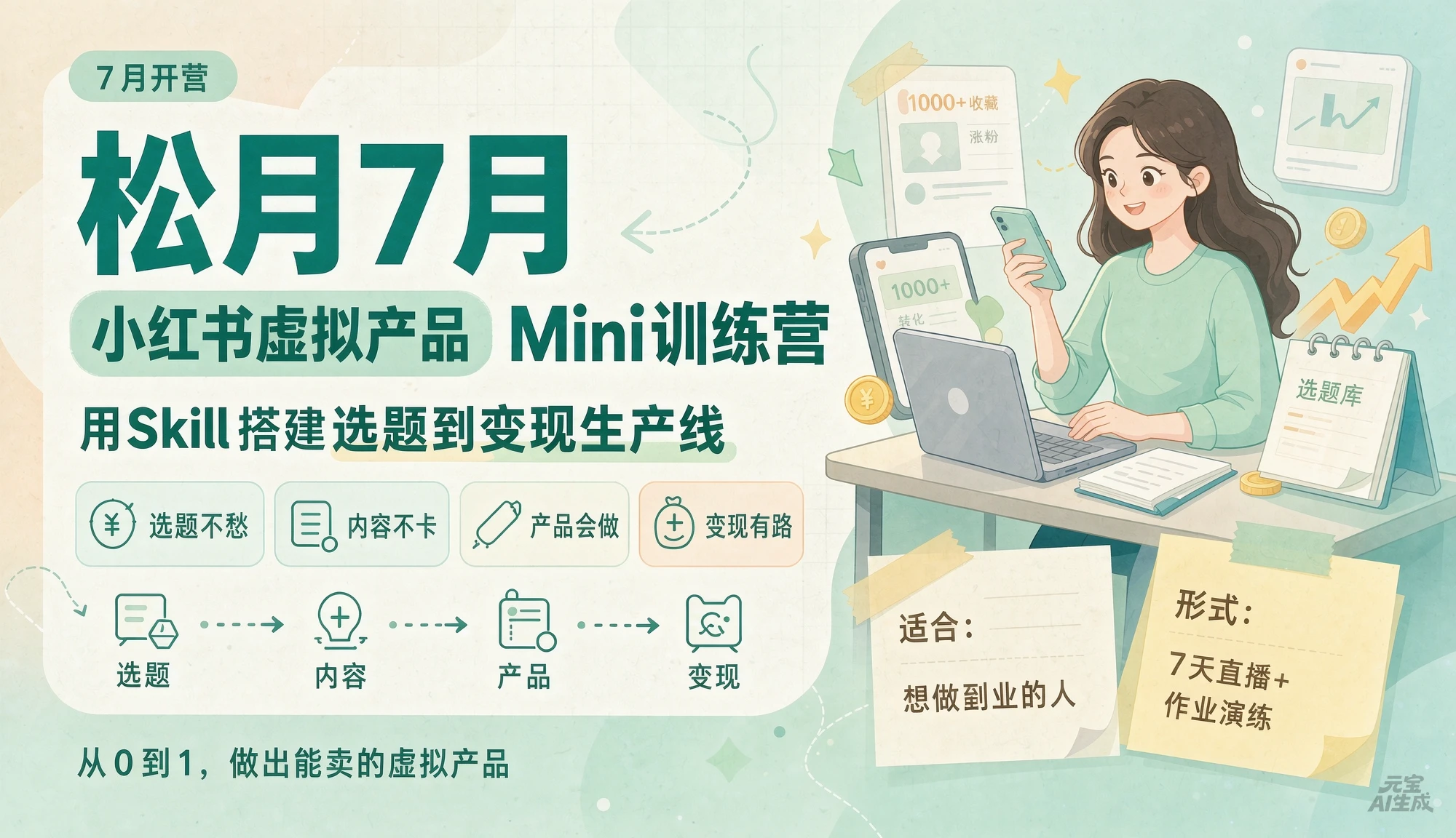 【精】松月7月小红书虚拟产品Mini训练营:用Skill搭建选题到变现生产线 【精】松月7月小红书虚拟产品Mini训练营:用Skill搭建选题到变现生产线