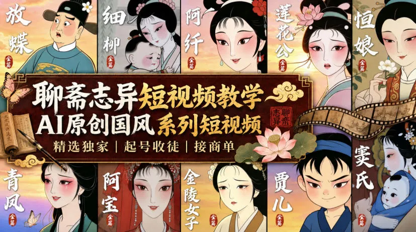 聊斋志异短视频教学,AI原创国风系列短视频,精选独家丨起号收徒丨接商单(更新0818)-智富思维学堂