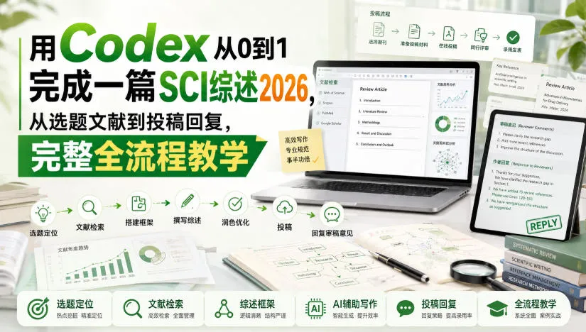 用Codex从0到1完成一篇SCI综述2026,从选题文献到投稿回复,完整全流程教学-智富思维学堂
