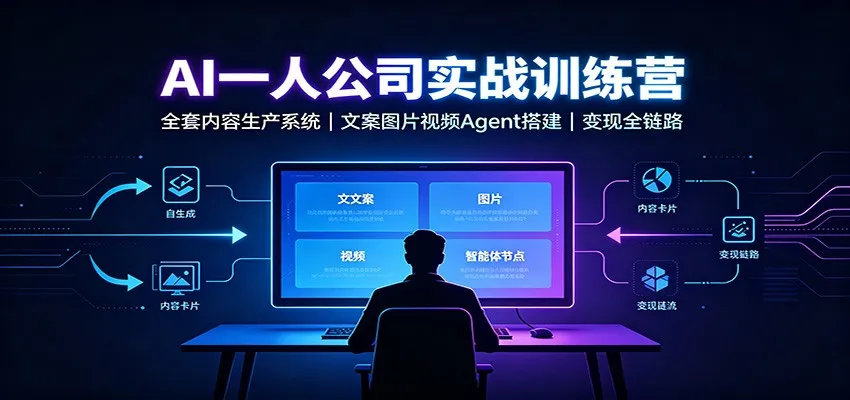 AI创作一人公司实战训练营：全套内容生产系统，文案图片视频Agent搭建变现全链路-智富思维学堂